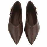 Ballerines marron à bout pointu avec boucle décorative-Anabia_