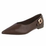 Ballerines marron à bout pointu avec boucle décorative-Anabia_