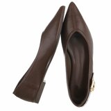 Ballerines marron à bout pointu avec boucle décorative-Anabia_
