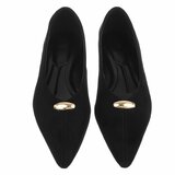 Ballerines noires en suédine à bout pointu avec détail doré-Alona_