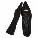 Ballerines noires en suédine à bout pointu avec détail doré-Alona_
