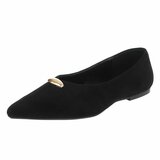 Ballerines noires en suédine à bout pointu avec détail doré-Alona_