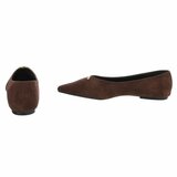 Ballerines marron en suédine à bout pointu avec détail doré-Alona_