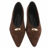 Ballerines marron en suédine à bout pointu avec détail doré-Alona_