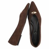 Ballerines marron en suédine à bout pointu avec détail doré-Alona_