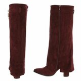 Hoge bordeaux suede laars met omslag en sierdetail Abira    _