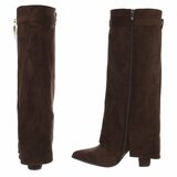 Bottes hautes marron suède  à rabat avec détail décoratif Abira   _