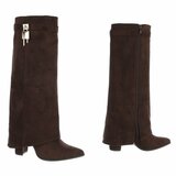 Bottes hautes marron suède  à rabat avec détail décoratif Abira   _