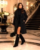 Bottes hautes noires en suède à semelle compensée intérieure-Romina   _