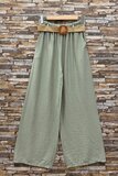 Pantalon palazzo kaki avec ceinture – pantalon fluide pour femme_