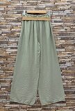 Pantalon palazzo kaki avec ceinture – pantalon fluide pour femme_
