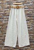 Pantalon palazzo blanc avec ceinture – pantalon fluide pour femme_