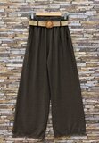 Pantalon palazzo marron avec ceinture – pantalon fluide pour femme_