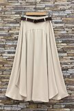 Lange beige lyocell rok met riem – soepelvallende elegante rok_