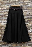 Lange bruine lyocell rok met riem – soepelvallende elegante rok_
