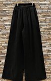 Zwarte katoenen gauze palazzo broek met elastische taille_