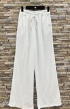 Witte katoenen gauze palazzo broek met elastische taille_