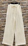 Beige katoenen gauze palazzo broek met elastische taille_