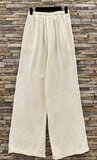 Beige katoenen gauze palazzo broek met elastische taille_