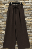Bruine katoenen gauze palazzo broek met elastische taille_