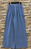 Blauwe katoenen gauze palazzo broek met elastische taille_
