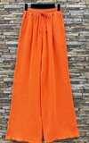 Oranje katoenen gauze palazzo broek met elastische taille_