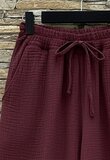 Bordeaux katoenen gauze palazzo broek met elastische taille_