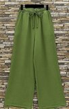 Groene katoenen gauze palazzo broek met elastische taille_