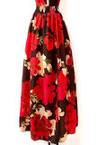 Trendy en chique armloze maxi halterjurk in rood-zwart_