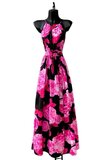 Robe maxi sans manches, tendance et chic, en fuchsia-noir_