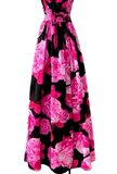 Robe maxi sans manches, tendance et chic, en fuchsia-noir_