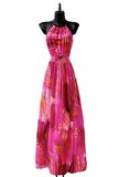 Trendy en chique armloze maxi halterjurk in fuchsia_