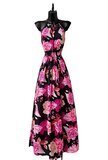 Trendy en chique armloze maxi halterjurk in rose-zwart_