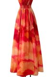 Trendy en chique armloze maxi halterjurk in oranje-rood_