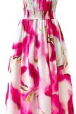 Trendy en chique armloze maxi halterjurk in fuchsia-beige_