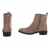 Taupe suède enkellaarsjes met elastische inzet-Morna_