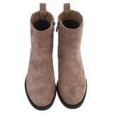 Taupe suède enkellaarsjes met elastische inzet-Morna_