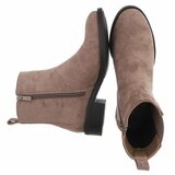 Taupe suède enkellaarsjes met elastische inzet-Morna_