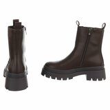 Donkerbruine Chelsea boots met plateauzool-Wonny_