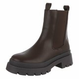 Donkerbruine Chelsea boots met plateauzool-Wonny_