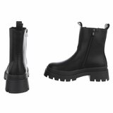 Zwarte Chelsea boots met plateauzool-Wonny_