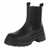 Zwarte Chelsea boots met plateauzool-Wonny_