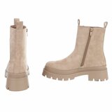 Kaki Chelsea boots in suèdelook met plateauzool-Wonny_