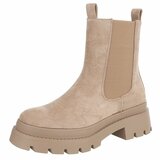 Kaki Chelsea boots in suèdelook met plateauzool-Wonny_