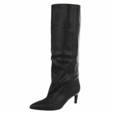 Bottes marron foncé à tige plissée et talon aiguille-Aryana_
