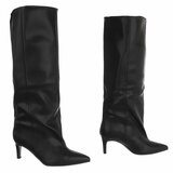 Bottes marron foncé à tige plissée et talon aiguille-Aryana_