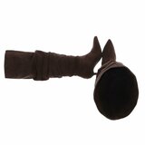 Donkerbruine suede overkneelaarzen met plooischacht en naaldhak-Laurana_