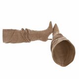 Kaki suede overkneelaarzen met plooischacht en naaldhak-Laurana_