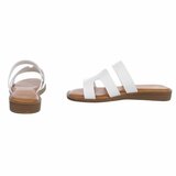 Mules blanches pour femme à double bride et semelle confortable-Harva  PROMO_