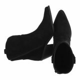 Zwarte suede western enkellaarsjes met hak-Alesha_